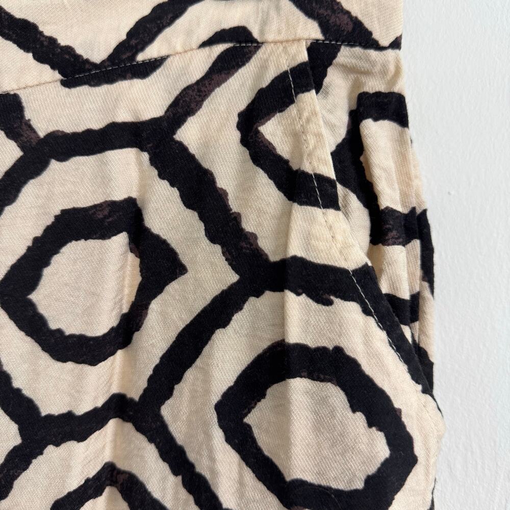 Sincerely Jules High Waist Wide Leg Pants Cream & Black Abstract Geometric Large - Picture 5 of 8